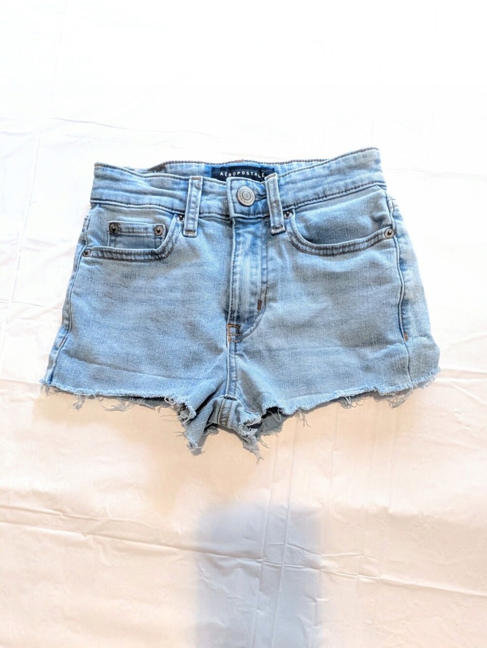 Aeropostale Jean Cut Off Shorts Women's Size 00 Blue Denim High Rise Light Wash